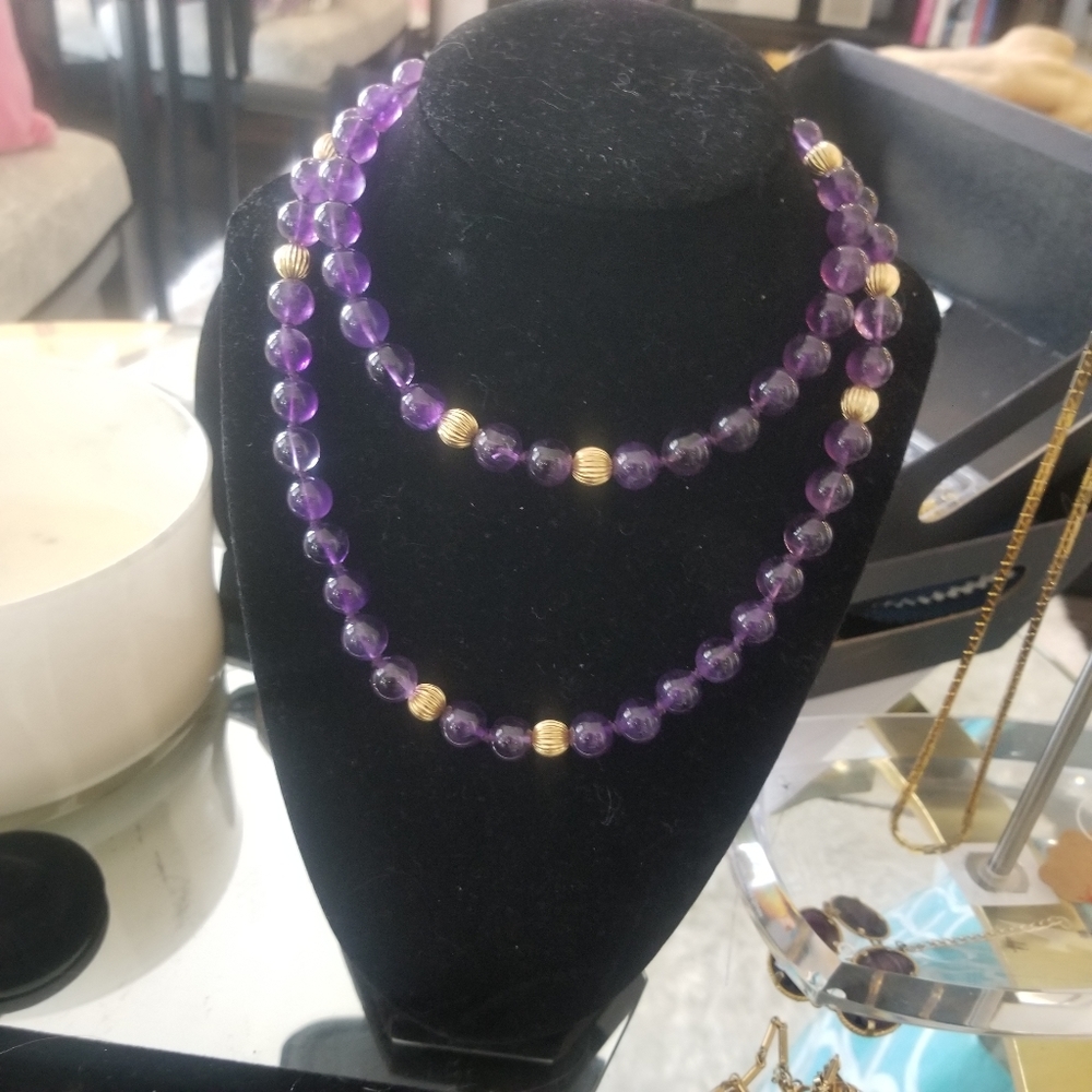SOLD Amethyst and Gold Filled Beaded Necklace